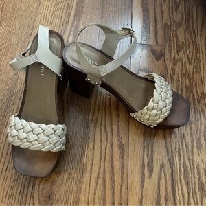 Madden Girl Braided Platform Cabby Sandal Wooden Wedge Faux Leather Size 8M